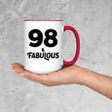 98th Birthday 98 & Fabulous - 15oz Accent Mug Red