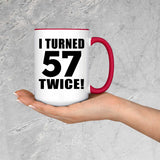 114th Birthday I Turned 57 Twice - 15oz Accent Mug Red