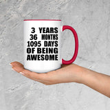 3rd Birthday 3 Years 36 Months 1095 Days Of Awesome - 15oz Accent Mug Red
