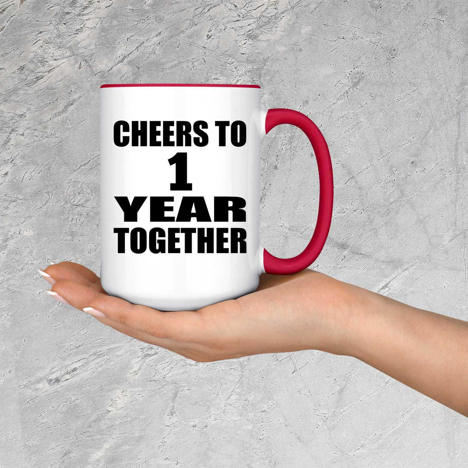 1st Anniversary Cheers To 1 Year Together - 15oz Accent Mug Red