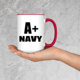 A+ Navy - 15oz Accent Mug Red