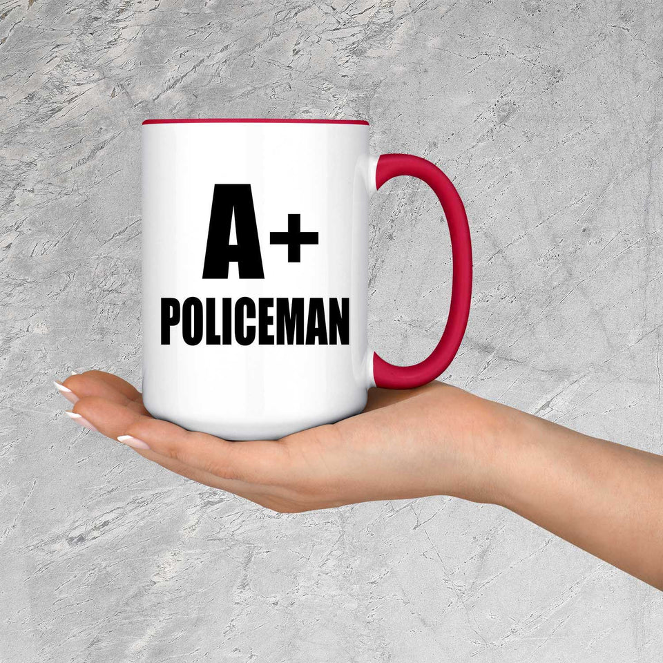 A+ Policeman - 15oz Accent Mug Red
