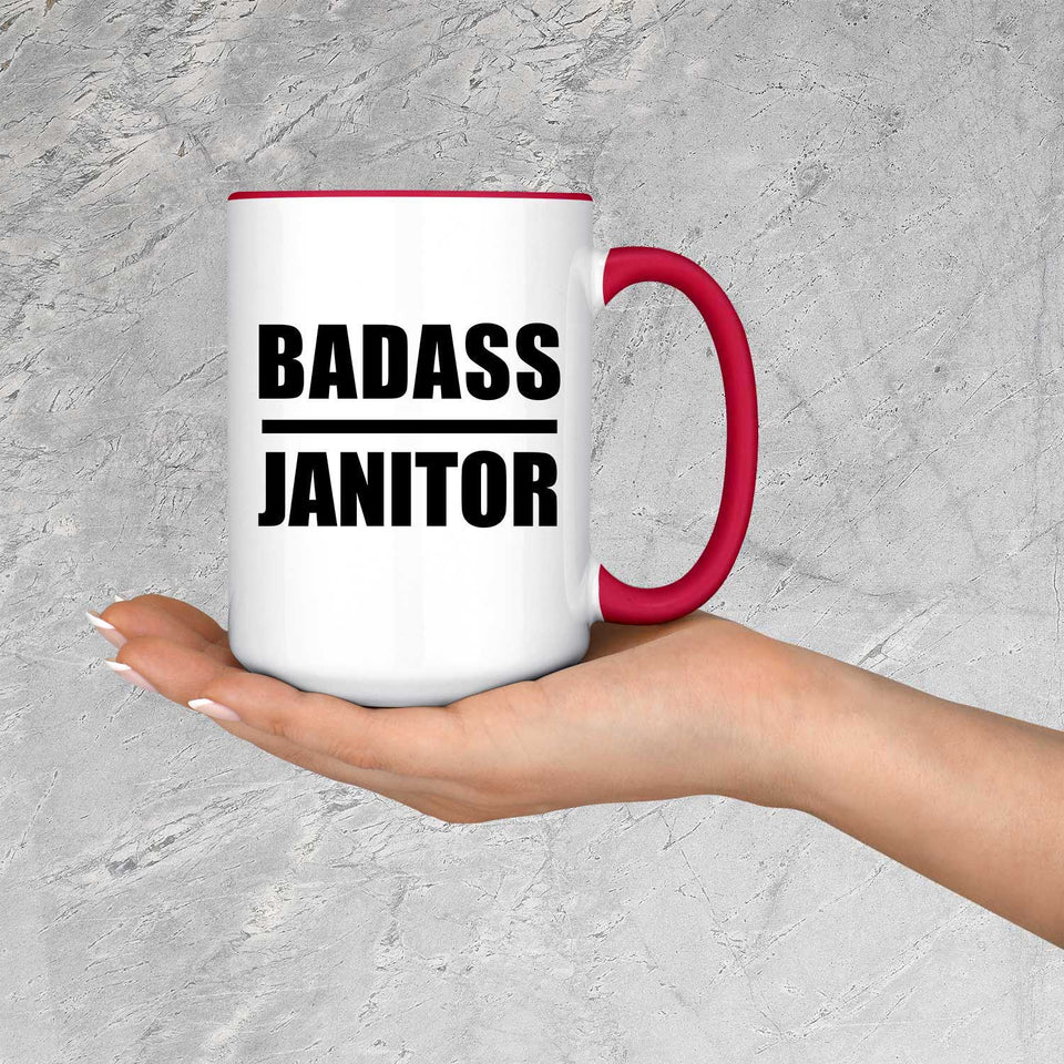Badass Janitor - 15oz Accent Mug Red