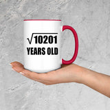 101st Birthday Square Root of 10201 Years Old - 15oz Accent Mug Red