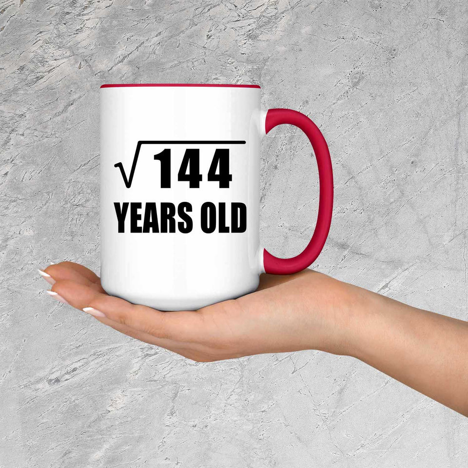 12th Birthday Square Root of 144 Years Old - 15oz Accent Mug Red