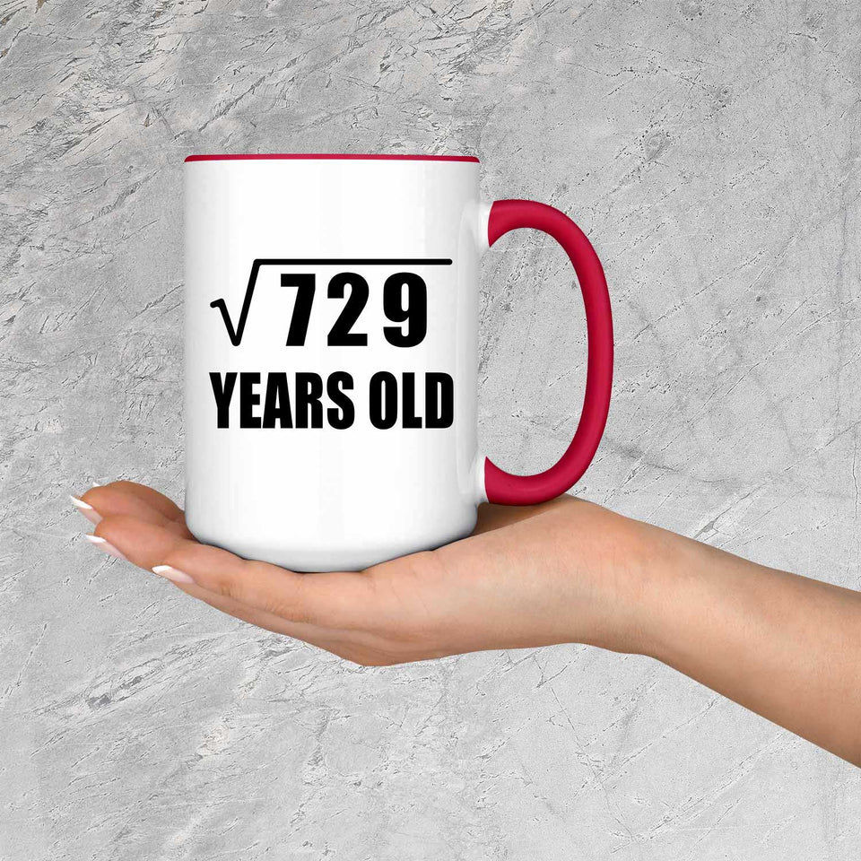 27th Birthday Square Root of 729 Years Old - 15oz Accent Mug Red