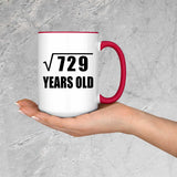 27th Birthday Square Root of 729 Years Old - 15oz Accent Mug Red