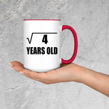 2nd Birthday Square Root of 4 Years Old - 15oz Accent Mug Red