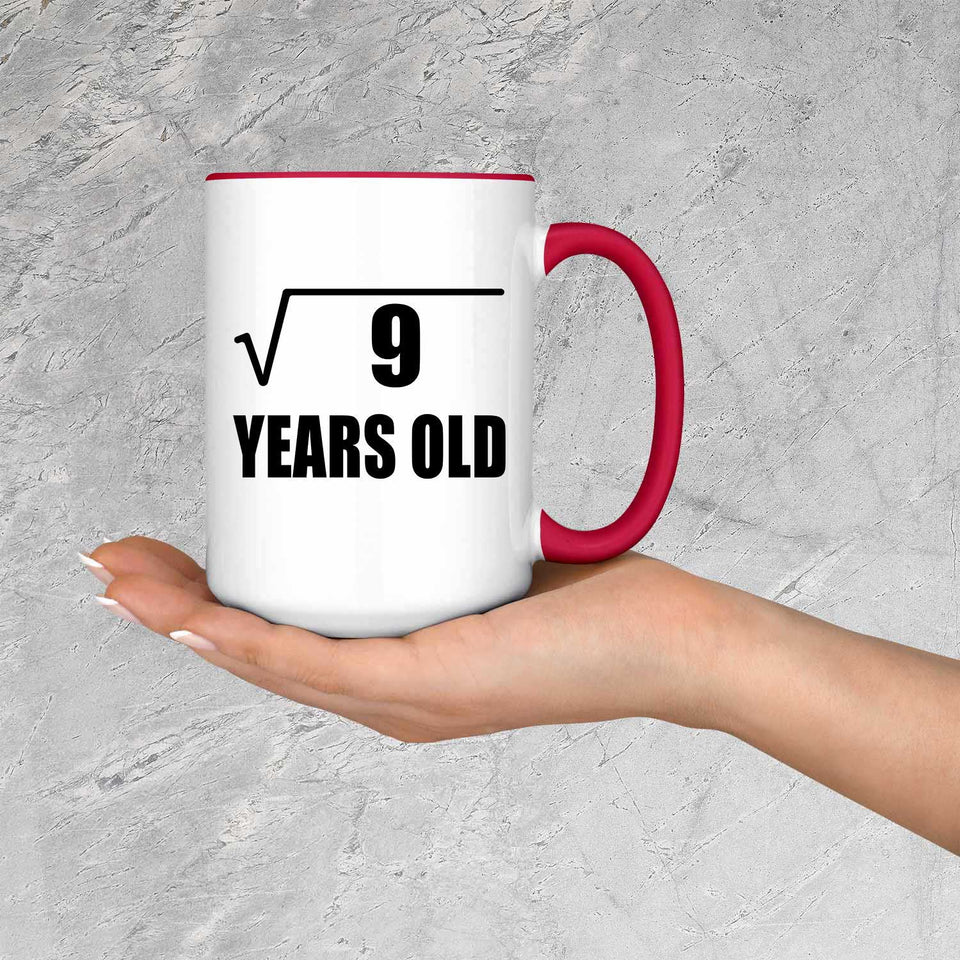 3rd Birthday Square Root of 9 Years Old - 15oz Accent Mug Red