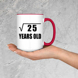 5th Birthday Square Root of 25 Years Old - 15oz Accent Mug Red