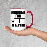 1st Anniversary Married For Square Root of 1 Year - 15oz Accent Mug Red