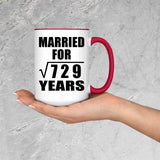 27th Anniversary Married For Square Root of 729 Years - 15oz Accent Mug Red