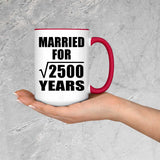 50th Anniversary Married For Square Root of 2500 Years - 15oz Accent Mug Red