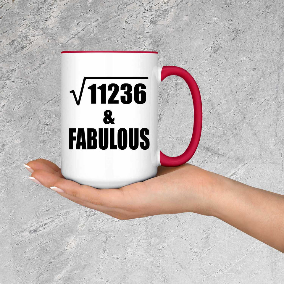 106th Birthday Square Root of 11236 & Fabulous - 15oz Accent Mug Red