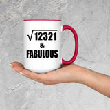 111th Birthday Square Root of 12321 & Fabulous - 15oz Accent Mug Red