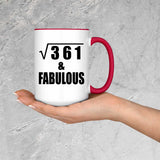 19th Birthday Square Root of 361 & Fabulous - 15oz Accent Mug Red