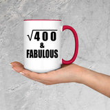 20th Birthday Square Root of 400 & Fabulous - 15oz Accent Mug Red