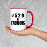 23rd Birthday Square Root of 529 & Fabulous - 15oz Accent Mug Red