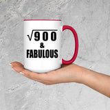 30th Birthday Square Root of 900 & Fabulous - 15oz Accent Mug Red