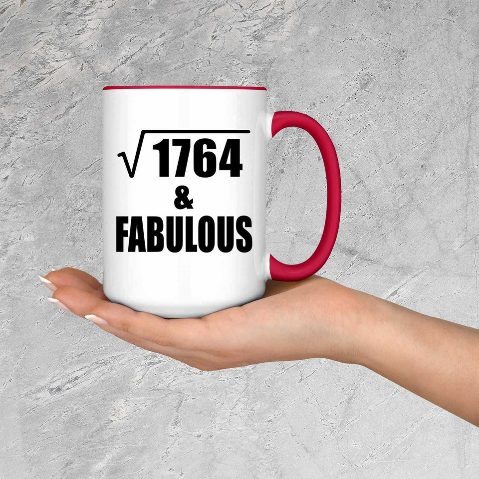 42nd Birthday Square Root of 1764 & Fabulous - 15oz Accent Mug Red