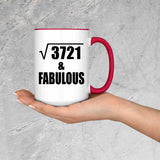 61st Birthday Square Root of 3721 & Fabulous - 15oz Accent Mug Red