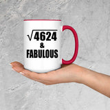 68th Birthday Square Root of 4624 & Fabulous - 15oz Accent Mug Red