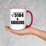 72nd Birthday Square Root of 5184 & Fabulous - 15oz Accent Mug Red