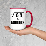 8th Birthday Square Root of 64 & Fabulous - 15oz Accent Mug Red