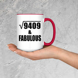 97th Birthday Square Root of 9409 & Fabulous - 15oz Accent Mug Red