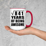 29th Birthday Square Root of 841 Years of Being Awesome - 15oz Accent Mug Red