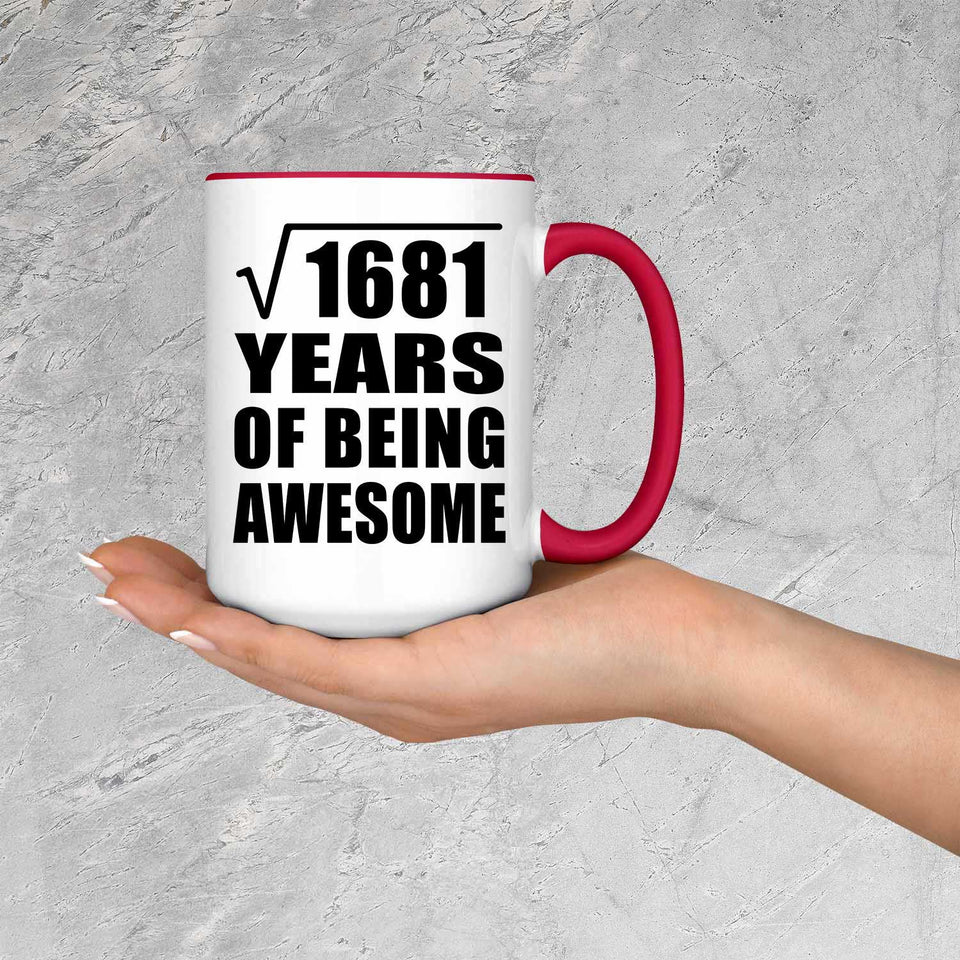 41st Birthday Square Root of 1681 Years of Being Awesome - 15oz Accent Mug Red