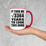 58th Birthday Took Square Root of 3364 Years To Look Good - 15oz Accent Mug Red