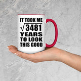 59th Birthday Took Square Root of 3481 Years To Look Good - 15oz Accent Mug Red