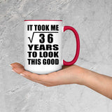 6th Birthday Took Square Root of 36 Years To Look Good - 15oz Accent Mug Red