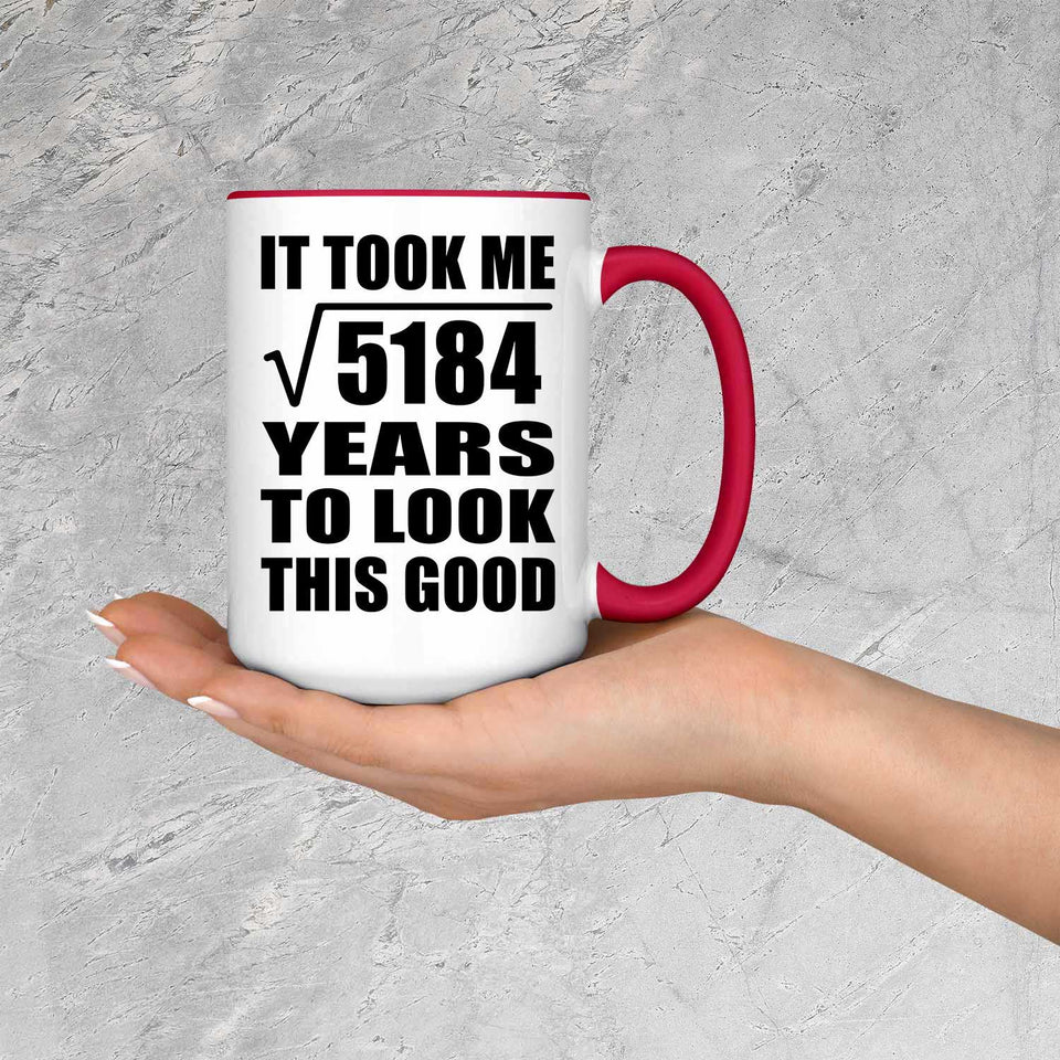 72nd Birthday Took Square Root of 5184 Years To Look Good - 15oz Accent Mug Red
