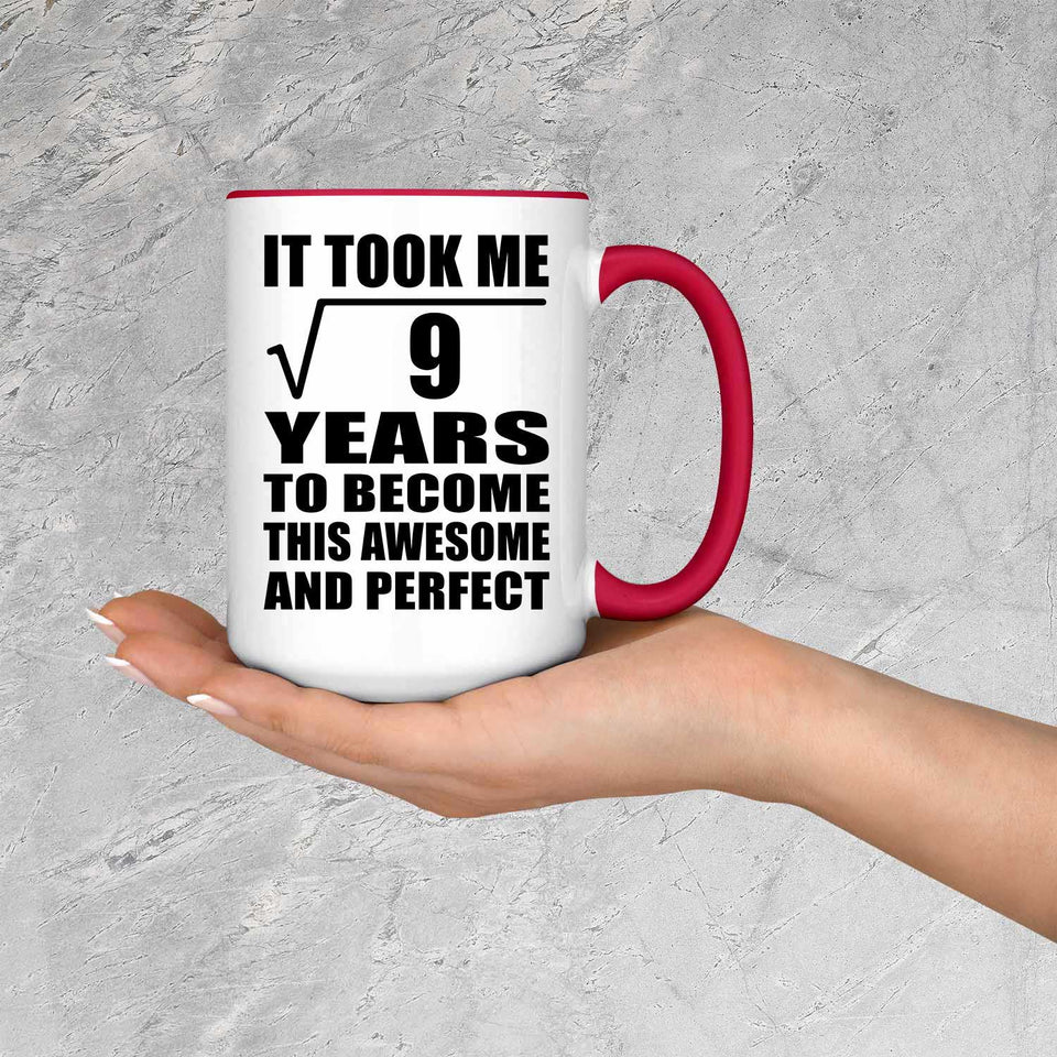 3rd Birthday Took Square Root of 9 Years To Awesome - 15oz Accent Mug Red