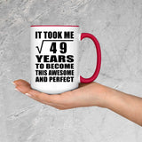 7th Birthday Took Square Root of 49 Years To Awesome - 15oz Accent Mug Red
