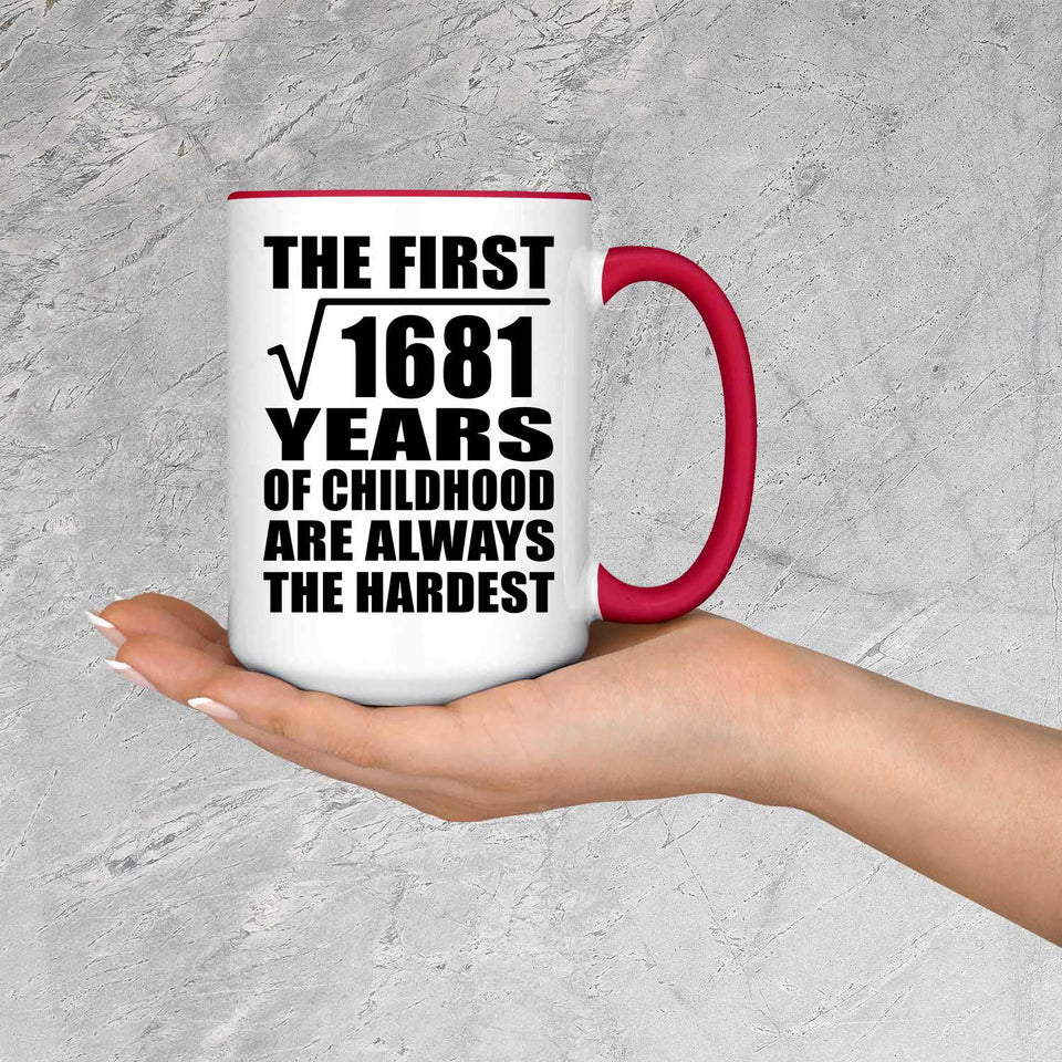 41st Birthday Square Root of 1681 Years of Childhood - 15oz Accent Mug Red