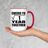 1st Anniversary Cheers To  Square Root of 1 Year Together - 15oz Accent Mug Red
