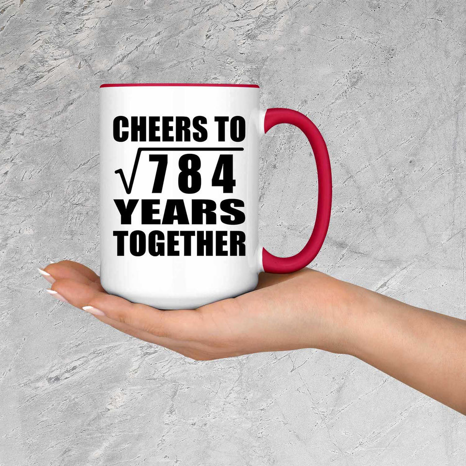 28th Anniversary Cheers To Square Root of 784 Years Together - 15oz Accent Mug Red