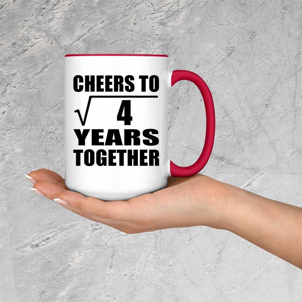 2nd Anniversary Cheers To Square Root of 4 Years Together - 15oz Accent Mug Red