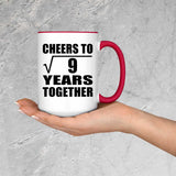3rd Anniversary Cheers To Square Root of 9 Years Together - 15oz Accent Mug Red