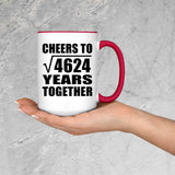 68th Anniversary Cheers To Square Root of 4624 Years Together - 15oz Accent Mug Red