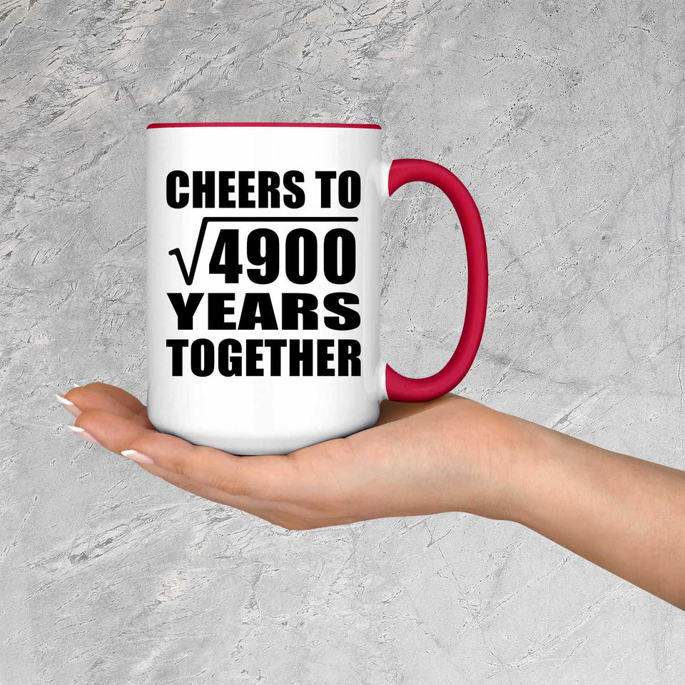 70th Anniversary Cheers To Square Root of 4900 Years Together - 15oz Accent Mug Red