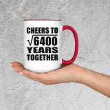 80th Anniversary Cheers To Square Root of 6400 Years Together - 15oz Accent Mug Red