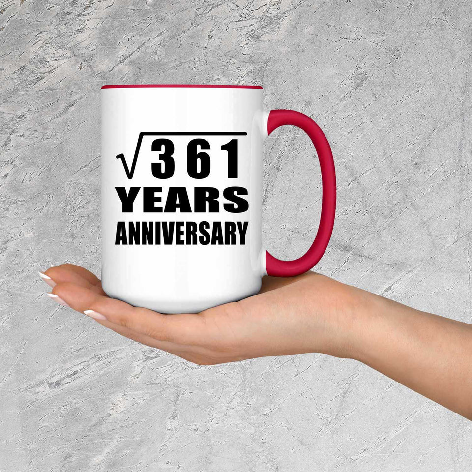19th Anniversary Square Root of 361 Years Anniversary - 15oz Accent Mug Red