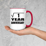 1st Anniversary Square Root of 1 Year Anniversary - 15oz Accent Mug Red
