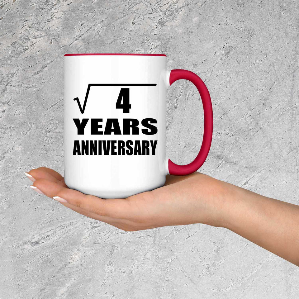 2nd Anniversary Square Root of 4 Years Anniversary - 15oz Accent Mug Red