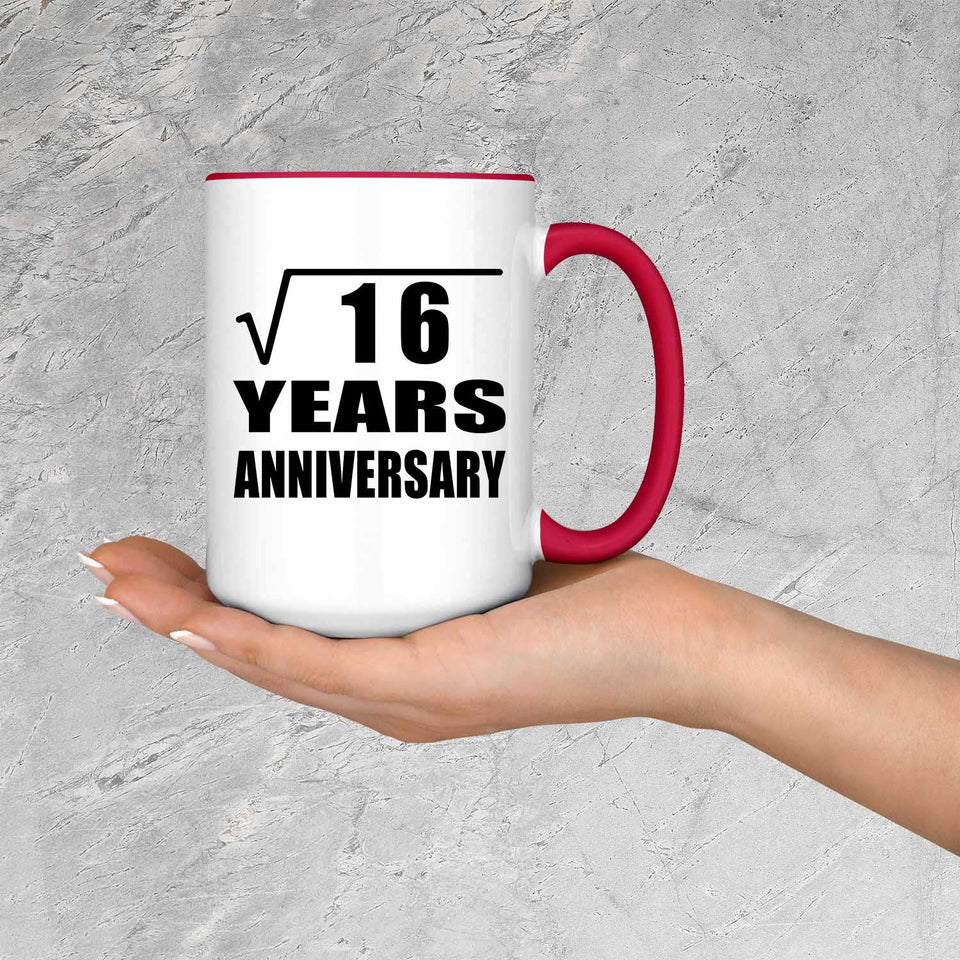 4th Anniversary Square Root of 16 Years Anniversary - 15oz Accent Mug Red