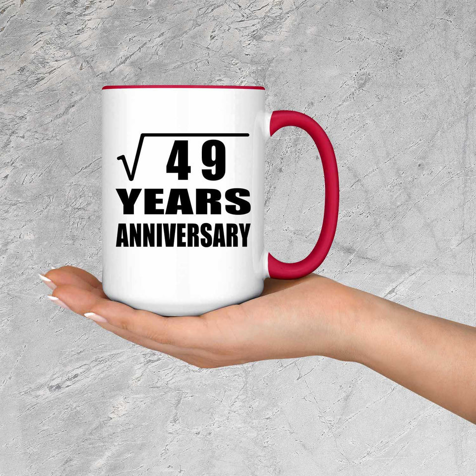 7th Anniversary Square Root of 49 Years Anniversary - 15oz Accent Mug Red